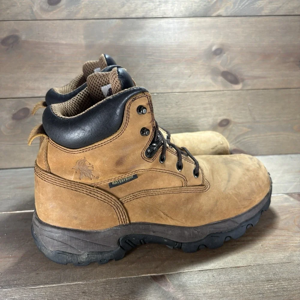 chippewa graeme mens size 10 shoes brown leather steel toe waterproof work boots